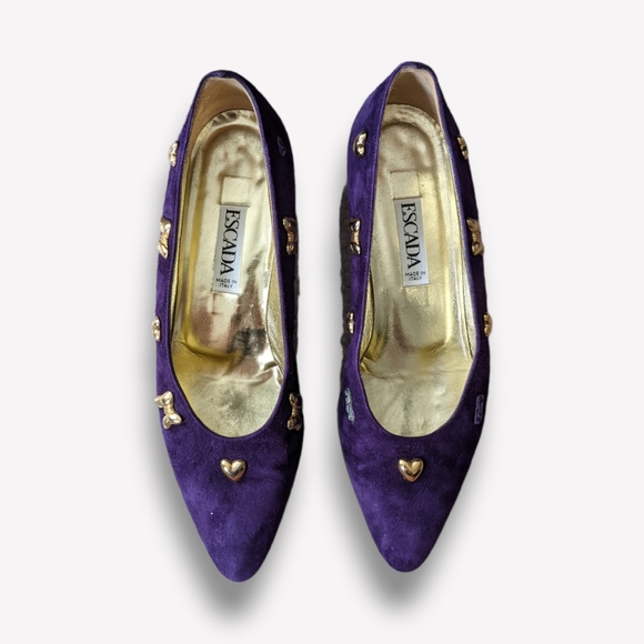 Escada Purple Suede Block Heel Pumps, 7 - Picture 4 of 10